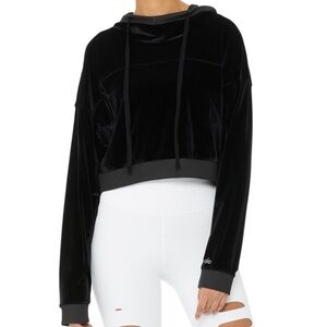 Alo - Women's Black Velvet Hoodie (XS)
